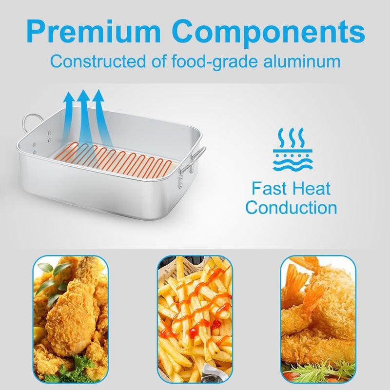 FIRE RIOT FireRiot 18QT Aluminum Deep Fryer Pot with Baskets & Heat-Resistant Silicone Handles - Lightweight & Durable Fish Fryers Outdoor Cooking - Rectangular Fish Fryer Basket for Outdoor Fryer - Image 3